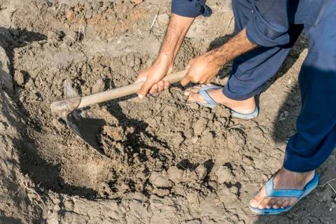 Farmer is working in the fields Stock Photos