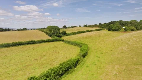 Farmer working with tractor in the fields of Devon from a drone, Torquay Vidéo 312800886