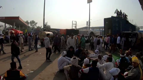 Farmers are protesting against the new farm laws in India, Stock Footage 144635006