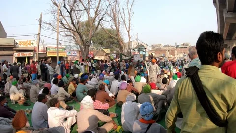 Farmers are protesting against the new farm laws in India, Stock Footage 144635100