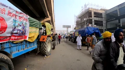 Farmers are protesting against the new farm laws in India, Stock Footage 144635345