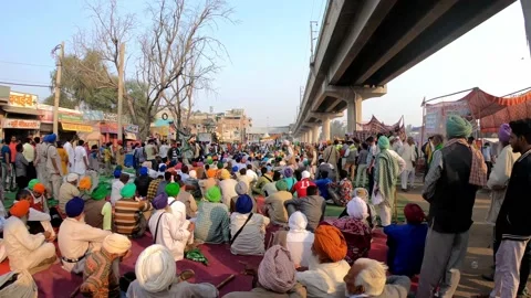 Farmers are protesting against the new farm laws in India, Stock Footage 144635350