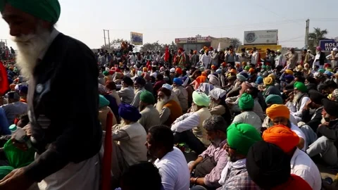 Farmers are protesting against the new farm laws in India. Stock Footage 145305998