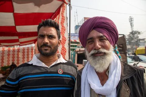 Farmers are protesting against new farm law in india. Stock Photos