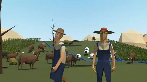 Farmers in Farm 3D Low Poly Animation Stock-Footage 211809103