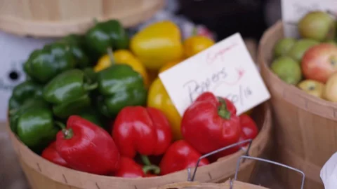 Farmers Market Fruit and Vegetables Stock Footage