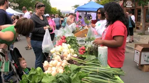 Farmers market vegetables Stock Footage