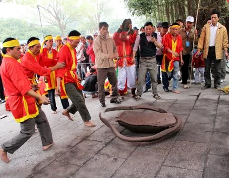 Farmers play firecracker Stock Photos