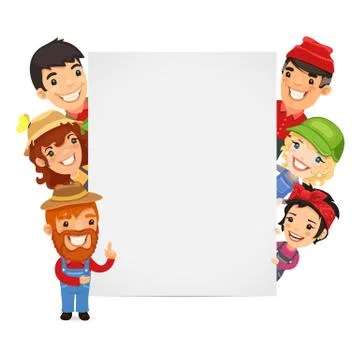 Farmers Presenting Empty Vertical Banner Illustrazione stock