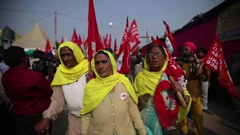 Farmers - Protest - India Stock Footage 165893111