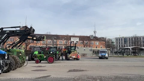 Farmers protesting in Stuttgart, Germany Stock Footage 263341159