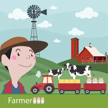 Farmers at work ariculture illustration vector Illustrazione stock