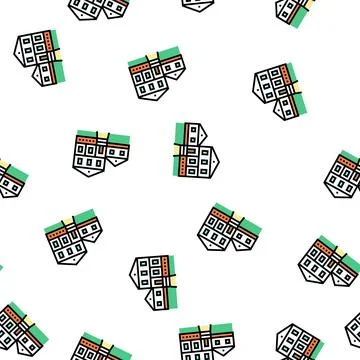 Farmhouse building vector seamless pattern Ilustración de archivo