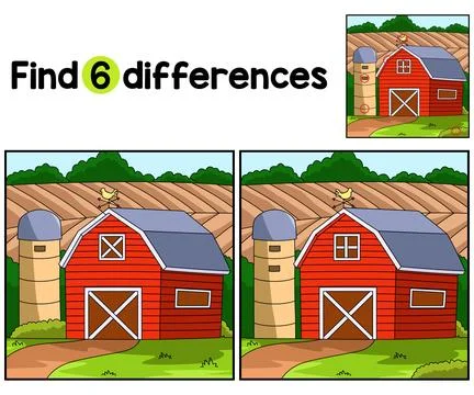 Farmhouse Farm Find The Differences Stock Illustration