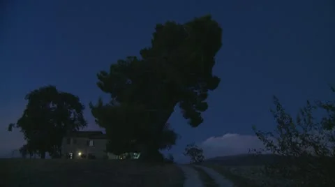 Farmhouse at night Stock Footage 8949879