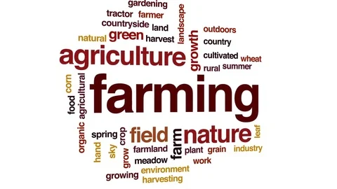 Farming animated word cloud, text design animation. Stock Footage