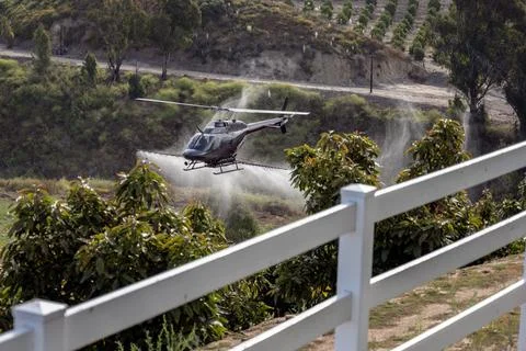 Farming aviation techniques to control pests. Stock Photos