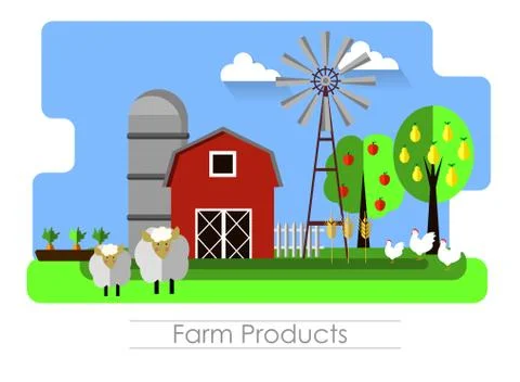 Farming background with barn Stock Illustration