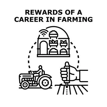 Farming career rewards concept vector outline illustration Stock Illustration