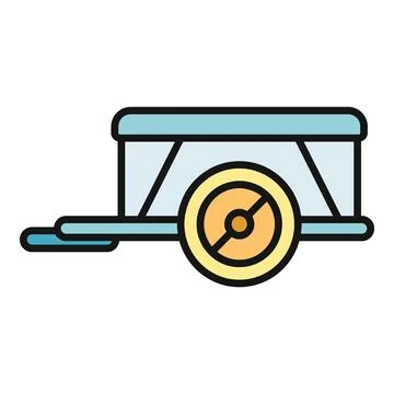 Farming cart wagon transport flat line icon Stock Illustration