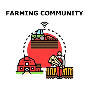 Farming community connecting with modern smart agriculture Stock Illustration