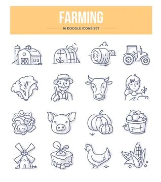 Farming Doodle Icons Stock Illustration
