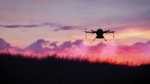Farming Drone Sprays Field Stock Footage