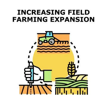 Farming expansion concept showing increasing field area Stock Illustration