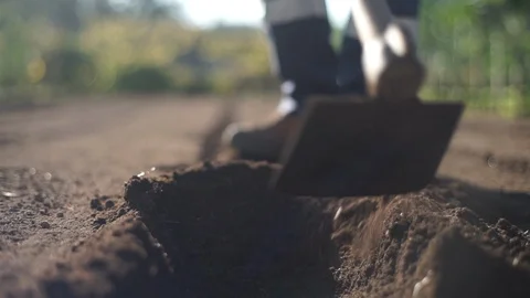 Farming - Farmer working the soil for planting. Stock Footage 89525819