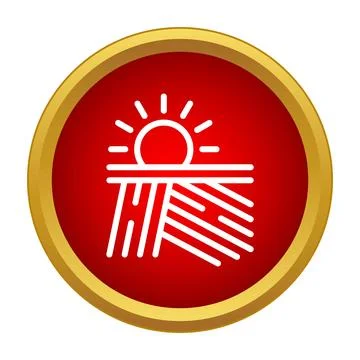 Farming field crops under rising sun icon Stock Illustration