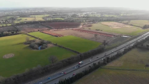Farming field highway traffic view Stock-Footage 274415127