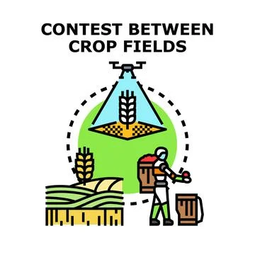 Farming fields competing precision agriculture production Stock Illustration