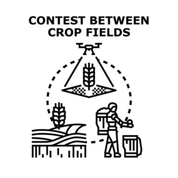 Farming fields competing precision agriculture production Stock Illustration