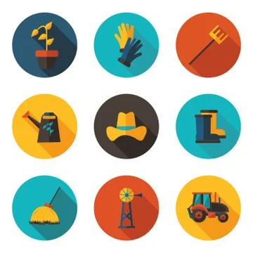 Farming flat icons Stock Illustration