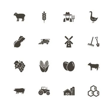 Farming - Flat Vector Icons Illustrazione stock