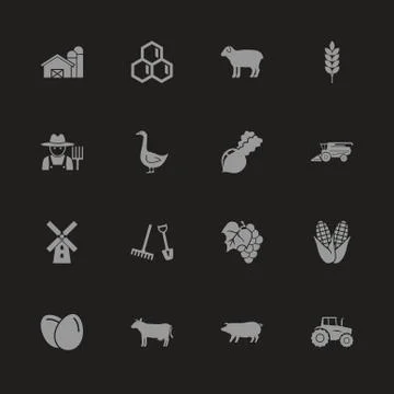 Farming - Flat Vector Icons Stock Illustration