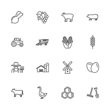 Farming - Flat Vector Icons Stock Illustration
