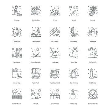 Farming Hand Drawn Vectors Set Stock Illustration
