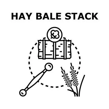 Farming hay bale stack harvesting agriculture concept Stock Illustration