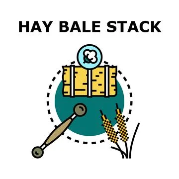 Farming hay bale stack harvesting agriculture concept Stock Illustration