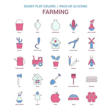 Farming icon Dusky Flat color - Vintage 25 Icon Pack Illustrazione stock