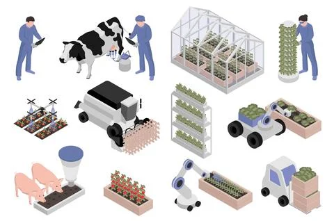 Farming Isometric Elements Stock Illustration
