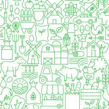Farming Line Seamless Pattern Stock Illustration