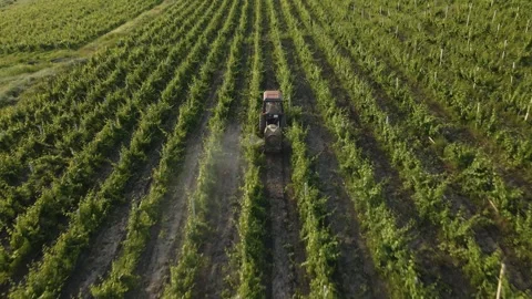Farming Machinery at Work Aerial View of Land and Harvest Stock Footage 241494151