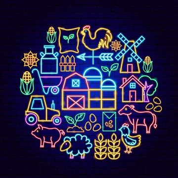 Farming Neon Concept Illustrazione stock