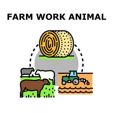 Farming process with barn animals and agricultural machinery Stock Illustration