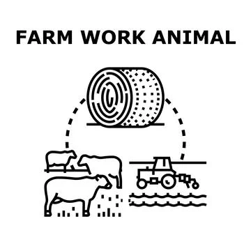Farming process with barn animals and agricultural machinery Stock Illustration