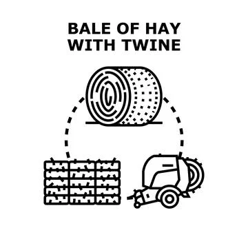 Farming process collecting hay bale and straw Stock Illustration
