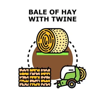 Farming process collecting hay bale and straw Stock Illustration