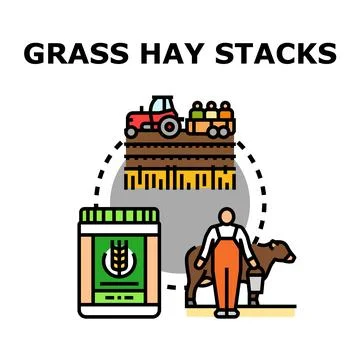 Farming process producing hay and animal feed 스톡 일러스트